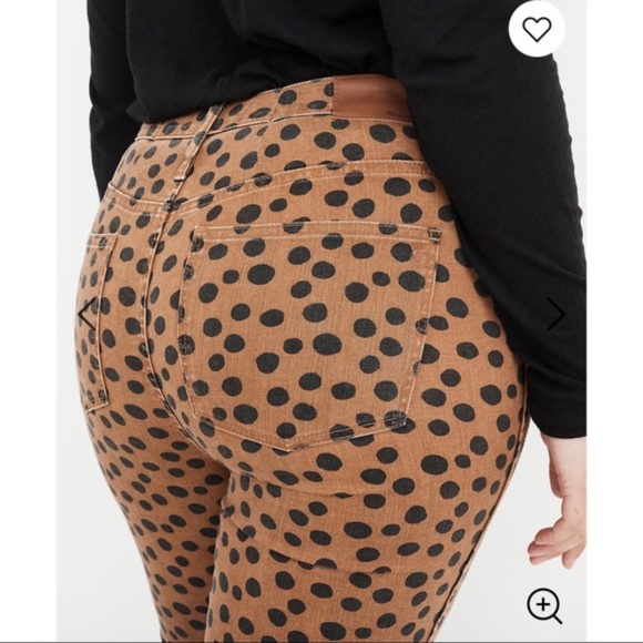 Madewell brown/black polka dot high rise skinnies - Picture 4 of 7